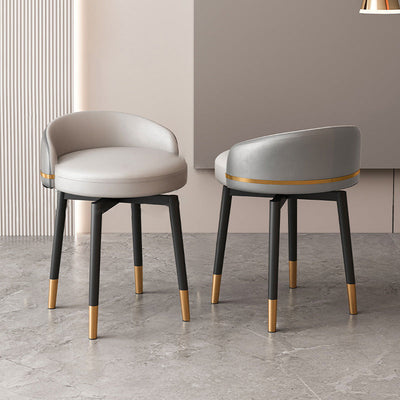 Contemporary Luxury Round Arc Metal Faux Leather Vanity Stool Backrest For Bedroom