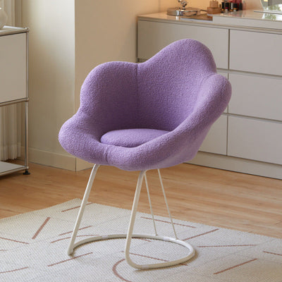 Contemporary Creative Petal Shape Velvet Upholstered Arc Metal Legs Vanity Stool Backrest Armrest For Bedroom