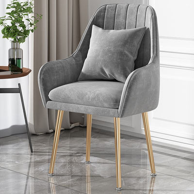 Contemporary Scandinavian Velvet Leather Sponge Emulsion Metal Square Vanity Stool Backrest Armrest For Bedroom