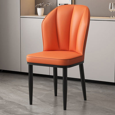 Modern Luxury PU Leather Padded Dining Chair Wing Backrest Armless For Dining Room