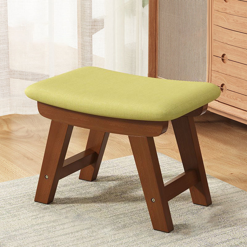 Modern Minimalist Square Cushion Solid Wood Cotton Linen Shoe Bench Low Stool For Living Room