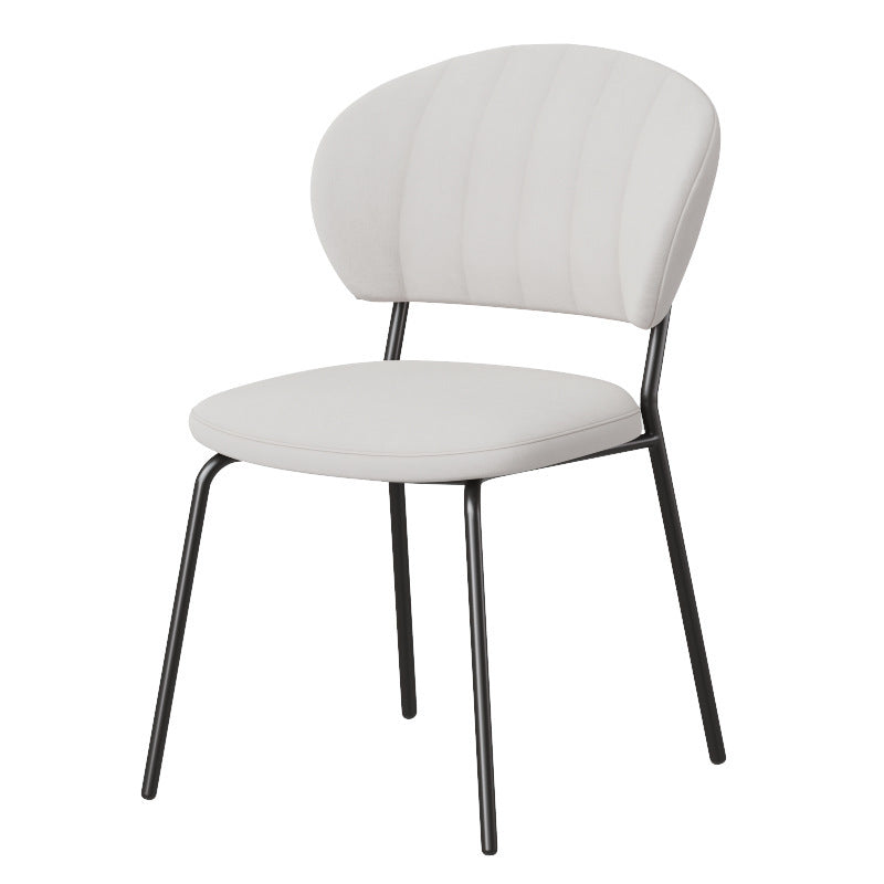 Contemporary Nordic Round Cotton Linen Upholstered Dining Chair Backrest For Dining Room