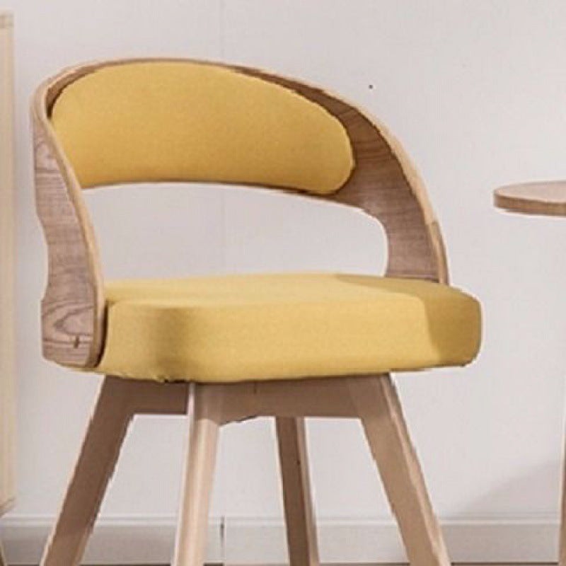 Contemporary Nordic Fabric Upholstered Wood Splayed Legs Dining Chair Curved Back For Dining Room