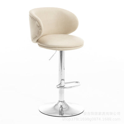 Modern Minimalist Round Fabric Stainless Steel Bar Stool Backrest For Dining Room