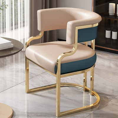 Modern Luxury Square Arch Leather Iron Dining Chair Backrest Armrest For Dining Room