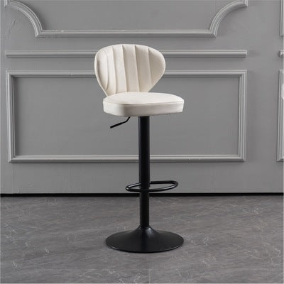 Modern Minimalist Square Leather Metal Bar Stool Backrest Footrest For Dining Room