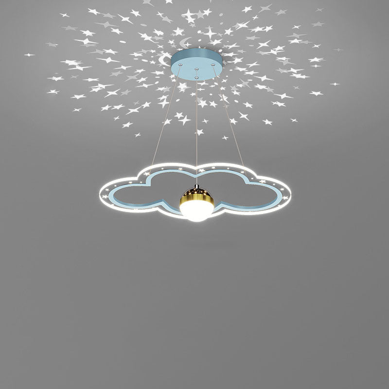 Contemporary Creative Starry Reflection Clouds Acrylic Ring LED Chandelier For Living Room