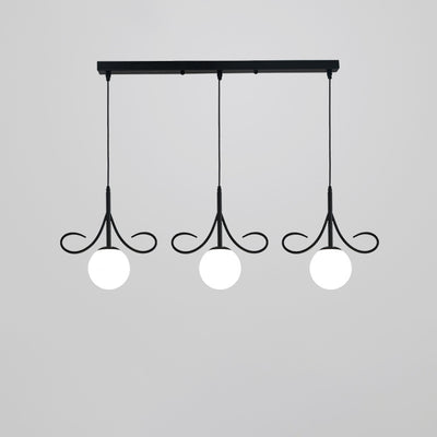 Contemporary Nordic Ball Beard Iron Glass 3 Light Chandeliers Island Light For Dining Room