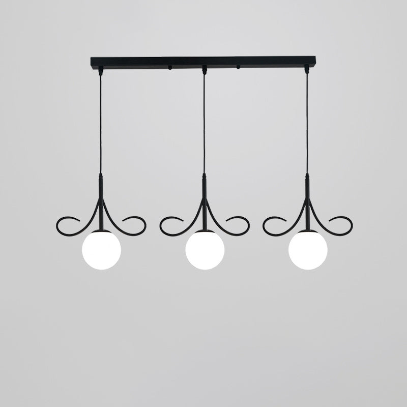 Contemporary Nordic Ball Beard Iron Glass 3 Light Chandeliers Island Light For Dining Room