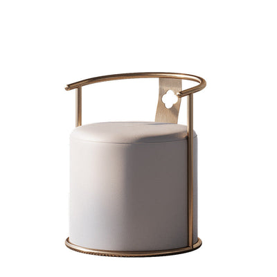 Contemporary Creative Microfiber Leather Metal Cylinder Vanity Stool For Bedroom