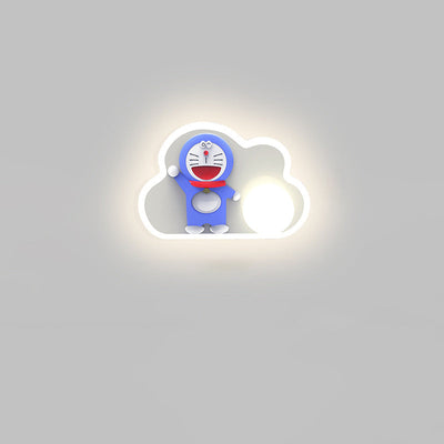 Contemporary Creative Cartoon Doraemon Decor Cloud Shape LED Wall Sconce Lamp For Bedroom