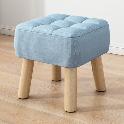 Modern Minimalist Square Fabric Solid Wood Low Stool For Living Room