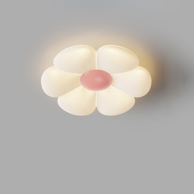 Contemporary Creative Daisy Flower PE Iron LED Flush Mount Ceiling Light For Bedroom