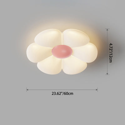 Contemporary Creative Daisy Flower PE Iron LED Flush Mount Ceiling Light For Bedroom