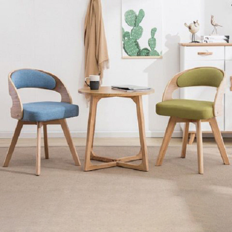 Contemporary Nordic Fabric Upholstered Wood Splayed Legs Dining Chair Curved Back For Dining Room