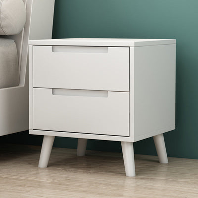 Contemporary Nordic Rectangular Solid Wood Nightstand 1/2 Drawer For Bedroom