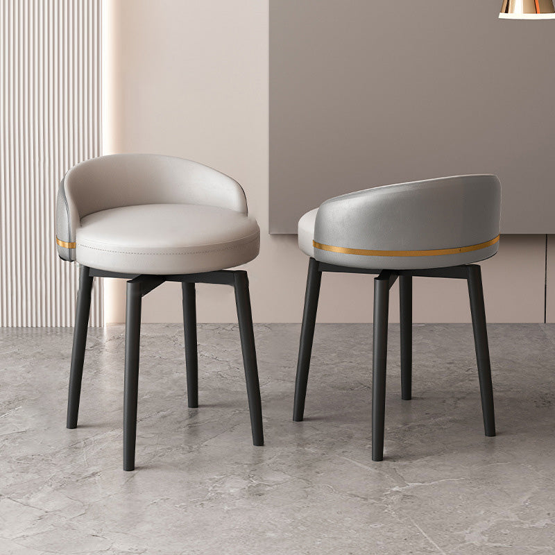 Contemporary Luxury Round Arc Metal Faux Leather Vanity Stool Backrest For Bedroom