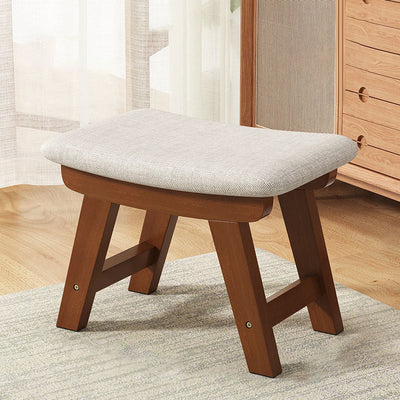 Modern Minimalist Square Cushion Solid Wood Cotton Linen Shoe Bench Low Stool For Living Room