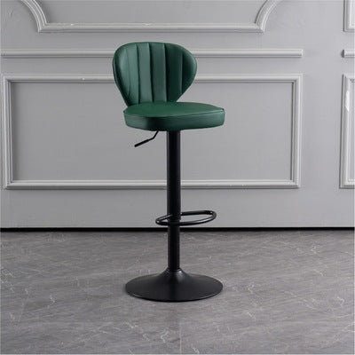 Modern Minimalist Square Leather Metal Bar Stool Backrest Footrest For Dining Room