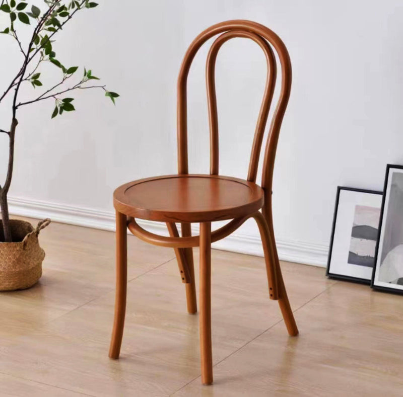 Contemporary Retro Rattan Beech Wood Metal Round Arched Dining Chair Backrest For Dining Room