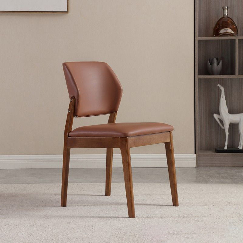 Contemporary Nordic Faux Leather Upholstered Dining Chair Open Back Armless For Dining Room