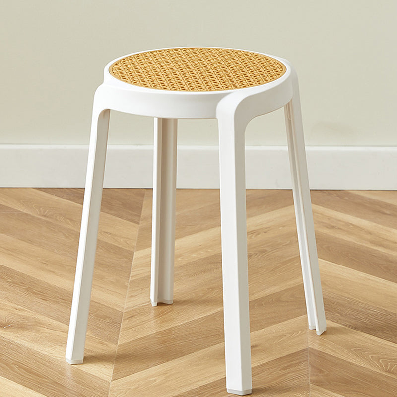 Contemporary Scandinavian Weaving PP Round Stool Dining Chair Backless Stackable For Dining Room