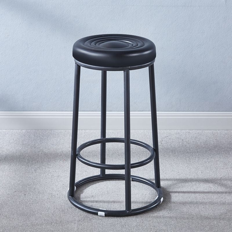 Tabouret de bar rond en cuir, acier au carbone, coton, métal avec repose-pieds pour cuisine 