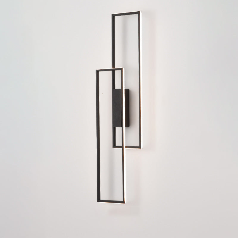 Modern Minimalist Rectangle Line Iron Silicone LED Wall Sconce Lamp For Living Room