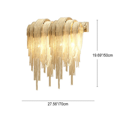 Modern Luxury Iron Aluminum Tassel Chain 2/4 Light Wall Sconce Lamp For Hallway