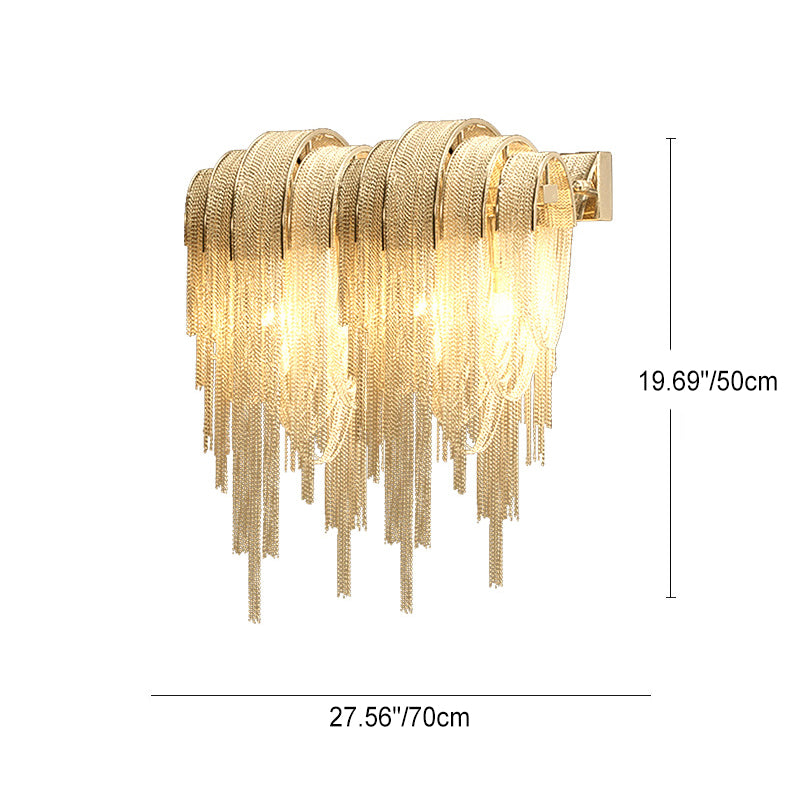 Modern Luxury Iron Aluminum Tassel Chain 2/4 Light Wall Sconce Lamp For Hallway