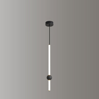 Modern Minimalist Long Cylinder Iron Acrylic LED Pendant Light For Bedroom