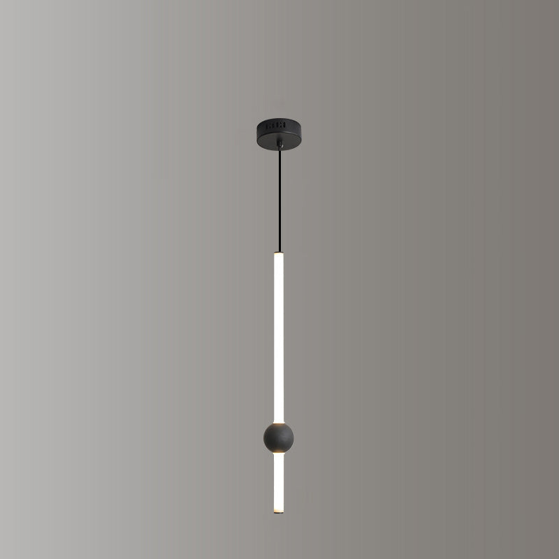 Modern Minimalist Long Cylinder Iron Acrylic LED Pendant Light For Bedroom