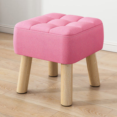 Modern Minimalist Square Fabric Solid Wood Low Stool For Living Room