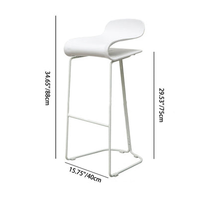 Contemporary Scandinavian ABS Steel Geometric Curved Bar Stool Backrest Footrest For Kitchen