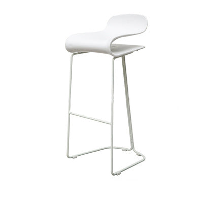 Contemporary Scandinavian ABS Steel Geometric Curved Bar Stool Backrest Footrest For Kitchen