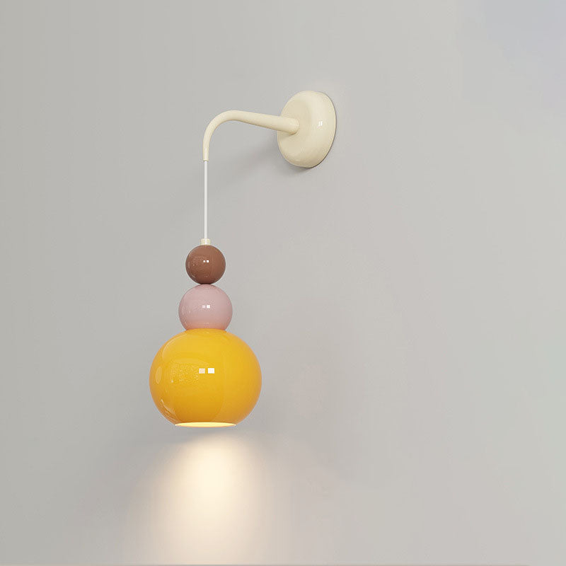 Lampe murale minimaliste moderne à 1 lumière en verre avec pétales de gourde ronde pour chambre à coucher 