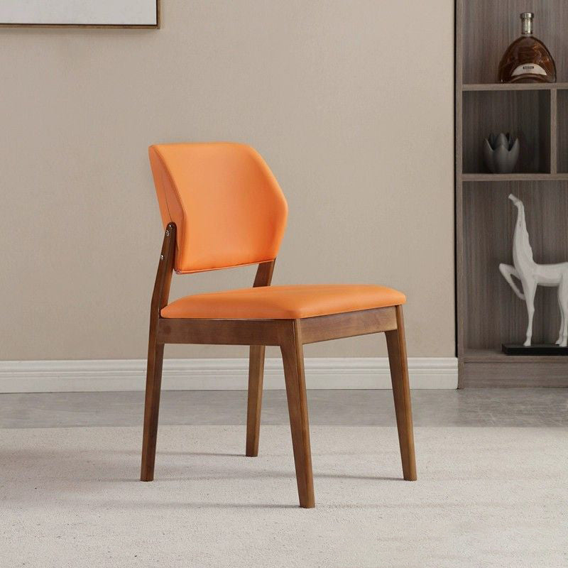 Contemporary Nordic Faux Leather Upholstered Dining Chair Open Back Armless For Dining Room