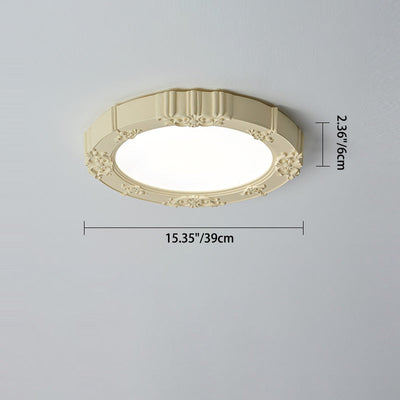 Modern Minimalist Round Patterned Iron Resin Acrylic LED Flush Mount Ceiling Light For Bedroom