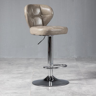 Modern Minimalist Square Leather Metal Bar Stool Backrest Armless For Dining Room