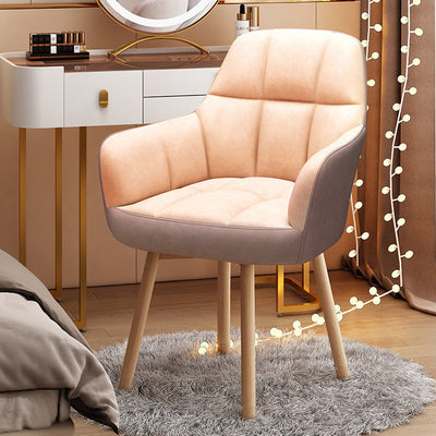 Modern Luxury Velvet Upholstered Metal Tapered Legs Vanity Stool Backrest Armrest For Bedroom