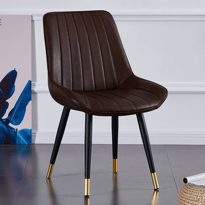 Modern Luxury Square Curved Leather Metal Dining Chair Backrest Armless For Dining Room