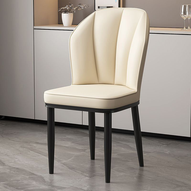 Modern Luxury PU Leather Padded Dining Chair Wing Backrest Armless For Dining Room