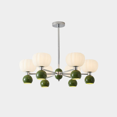 Contemporary Creative Pumpkin Orb Iron Aluminum Acrylic 6/12/16 Light Chandelier For Living Room