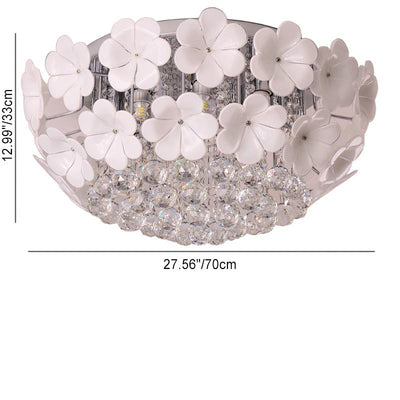 Contemporary Scandinavian Branch Floral Glass Crystal Metal 1/4/6/8/10 Light Flush Mount Ceiling Light For Living Room