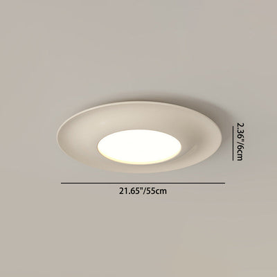 Contemporary Scandinavian Macaron Fiberglass Iron Round LED Flush Mount Ceiling Light For Bedroom