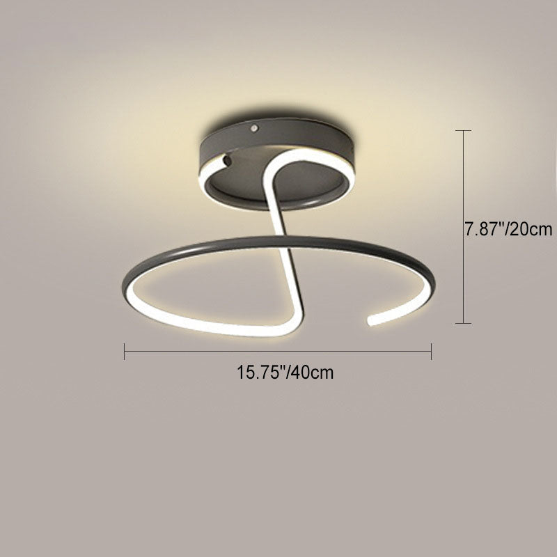 Modern Minimalist Aluminum Alloy Acrylic Lines LED Semi-Flush Mount Ceiling Light For Bedroom