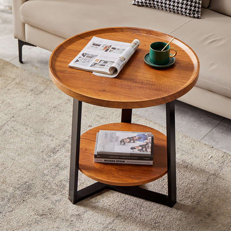 Contemporary Nordic Round Iron Plate Coffee Table 2-Tier For Living Room