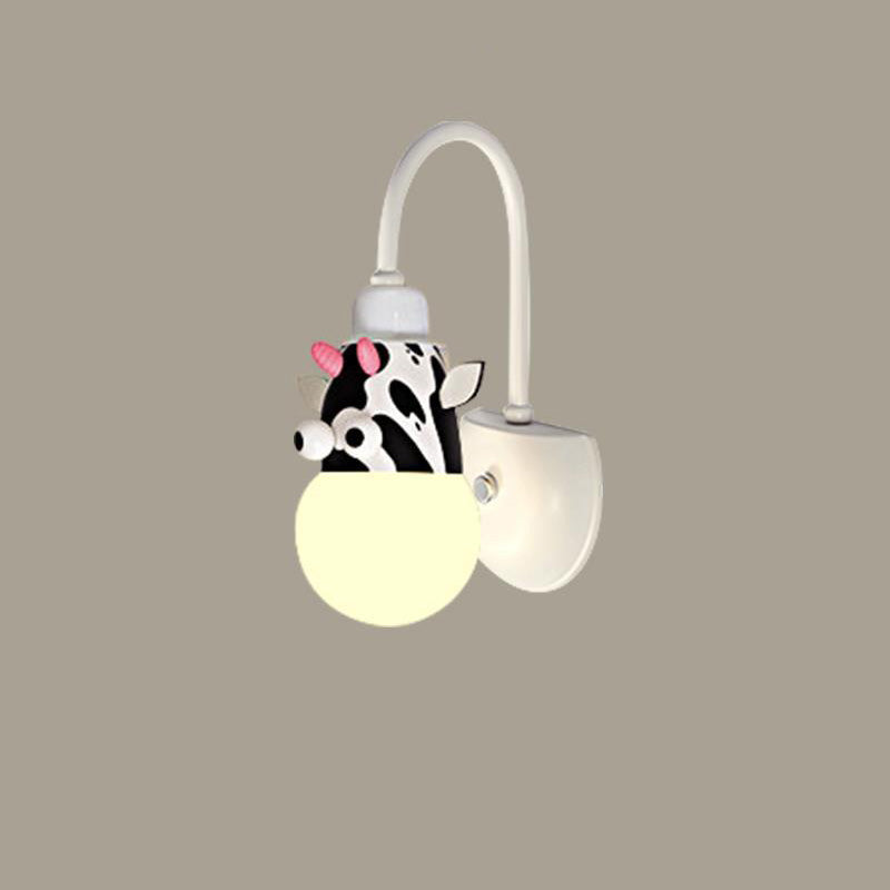 Contemporary Creative Cartoon Critter Round Glass Iron LED Wall Sconce Lamp For Bedroom