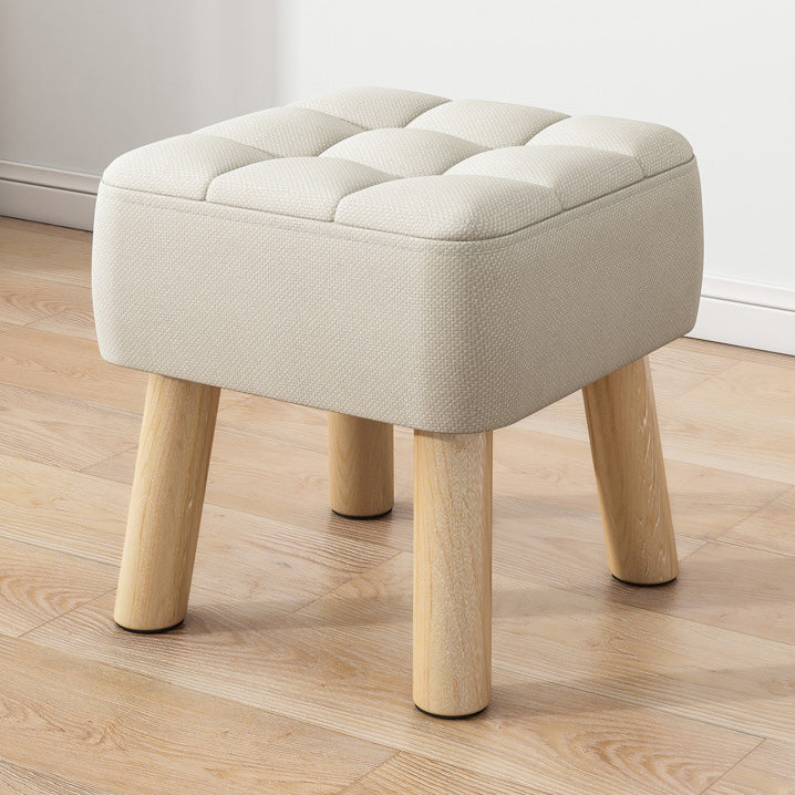 Modern Minimalist Square Fabric Solid Wood Low Stool For Living Room