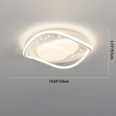 Contemporary Creative Round Square Wave Iron Acrylic LED Flush Mount Ceiling Light For Bedroom